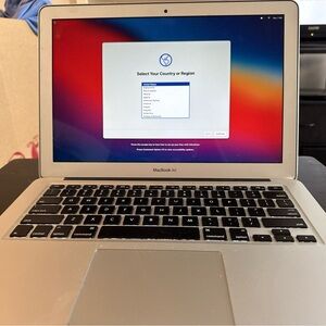 13.3 inch screen 
Apple Silver MacBook Air with Black Keyboard